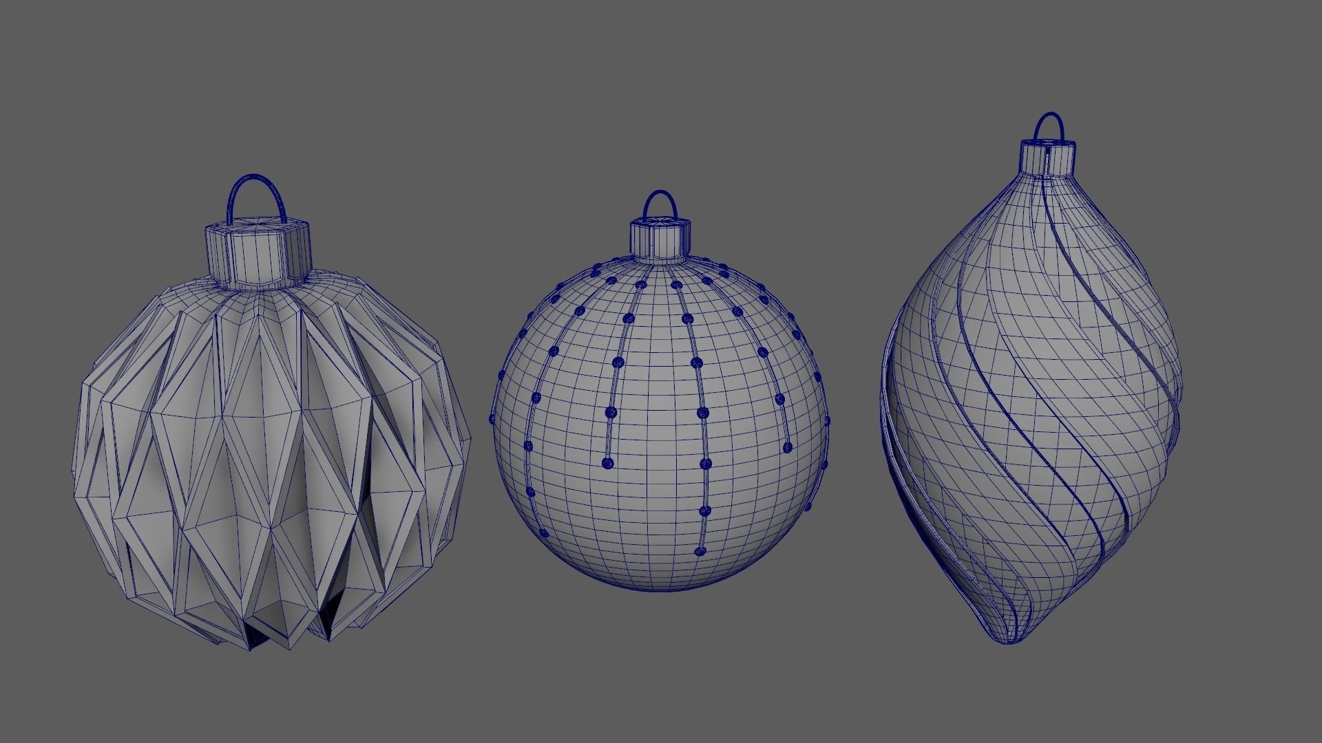 Christmas Tree Ornament Set5 - Turquoise Green Low-poly 3D model_17