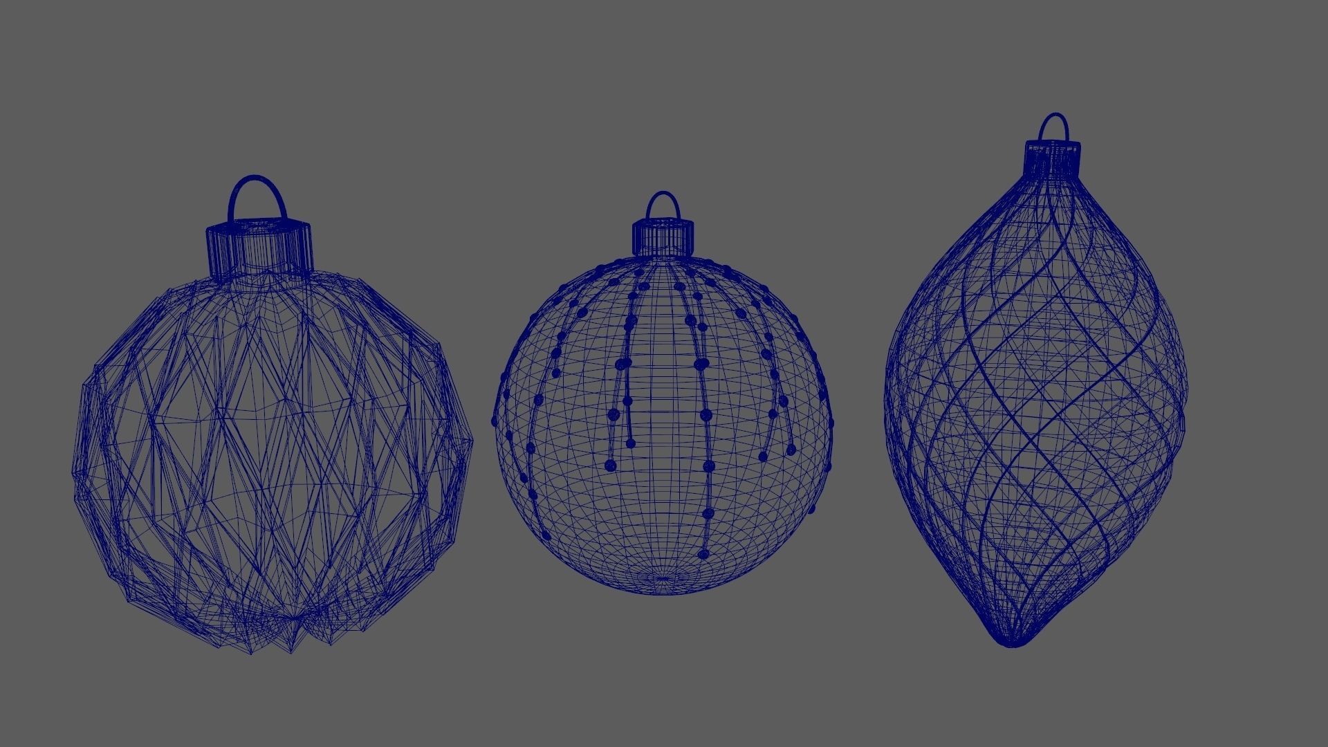 Christmas Tree Ornament Set5 - Turquoise Green Low-poly 3D model_13