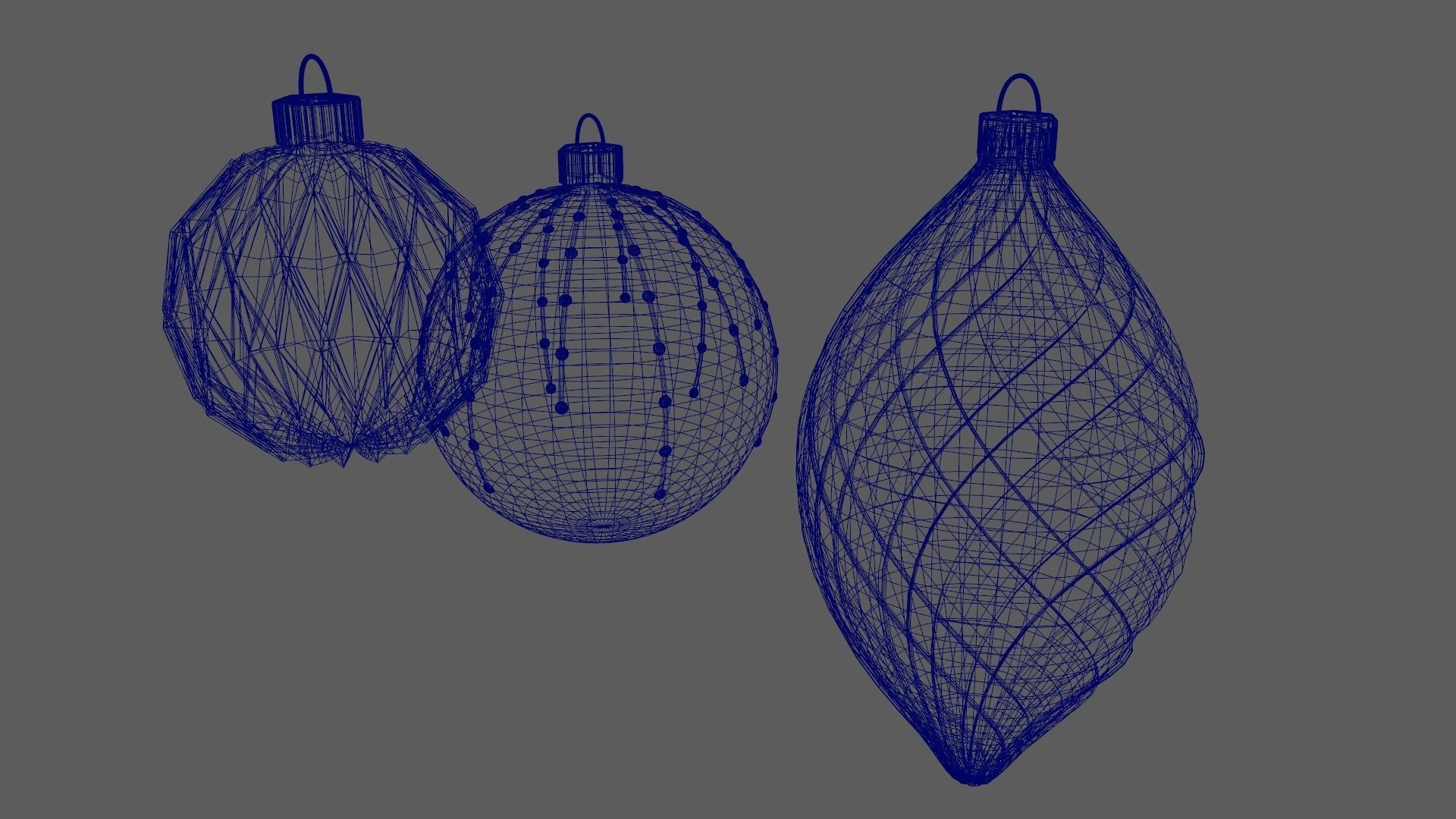 Christmas Tree Ornament Set5 - Turquoise Green Low-poly 3D model_14