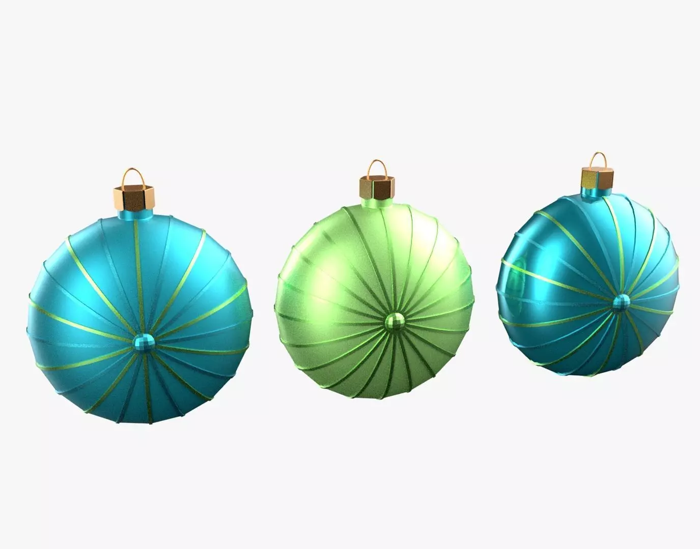 Christmas Tree Ornament Set7 - Turquoise Green Low-poly 3D model_0