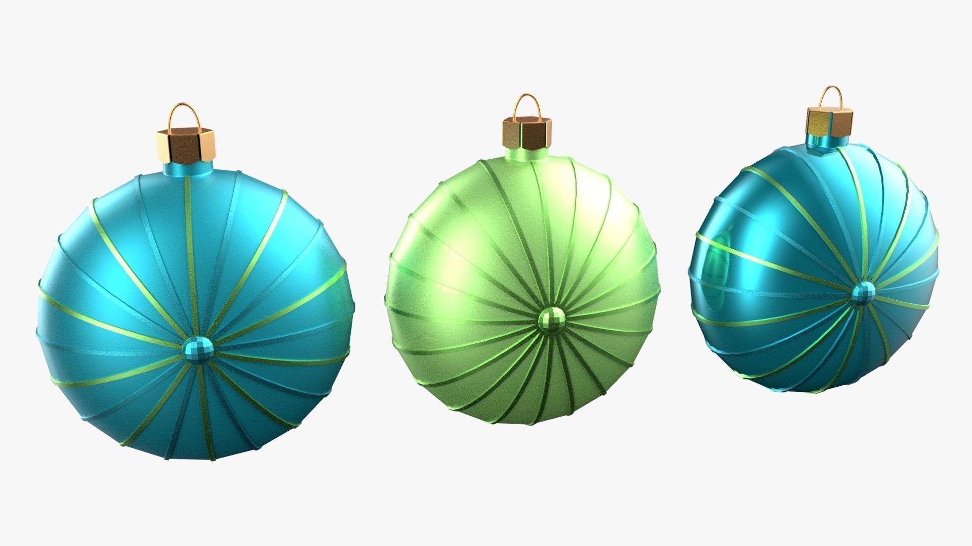 Christmas Tree Ornament Set7 - Turquoise Green Low-poly 3D model_1