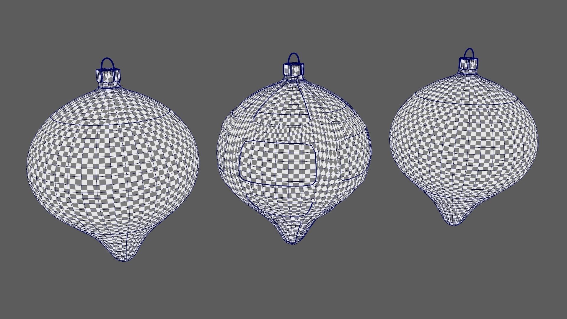 Christmas Tree Ornament Set8 - Turquoise Green Low-poly 3D model_9