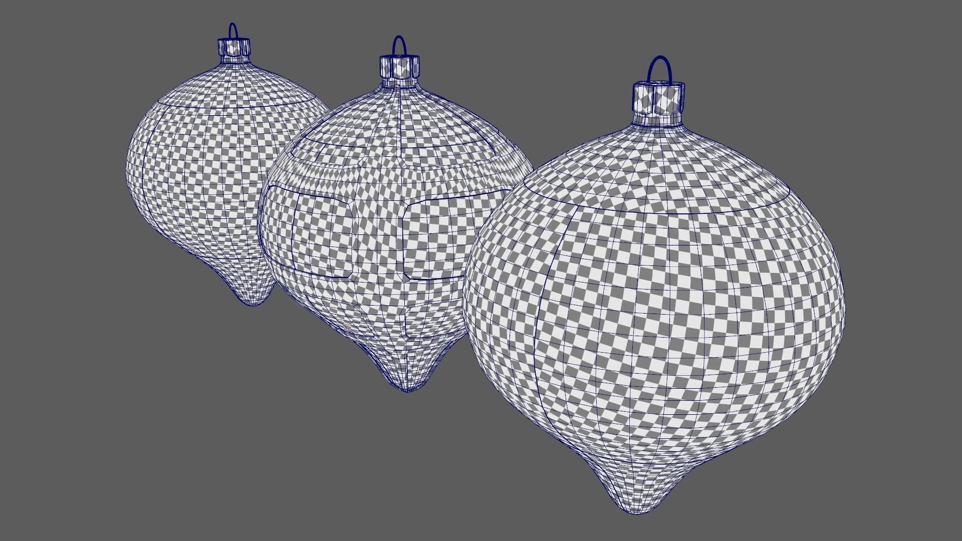 Christmas Tree Ornament Set8 - Turquoise Green Low-poly 3D model_12