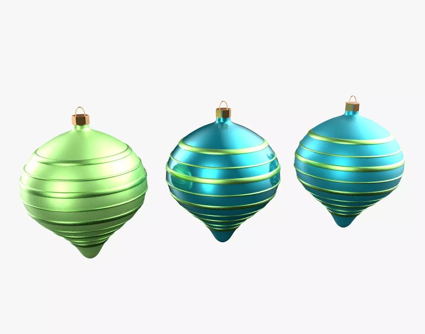 Christmas Tree Ornament Set9 - Turquoise Green  Low-poly 3D model_0