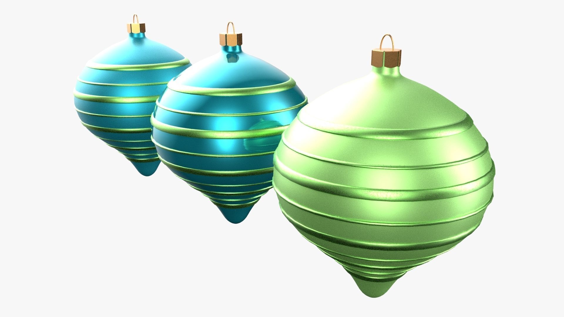 Christmas Tree Ornament Set9 - Turquoise Green  Low-poly 3D model_4