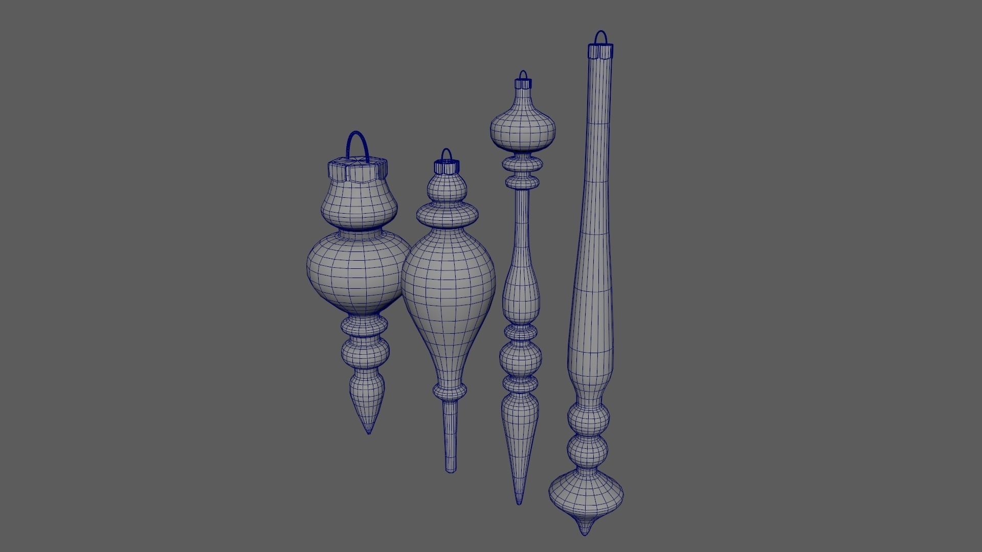 Christmas Tree Ornament Set11 - Turquoise Green  Low-poly 3D model_18