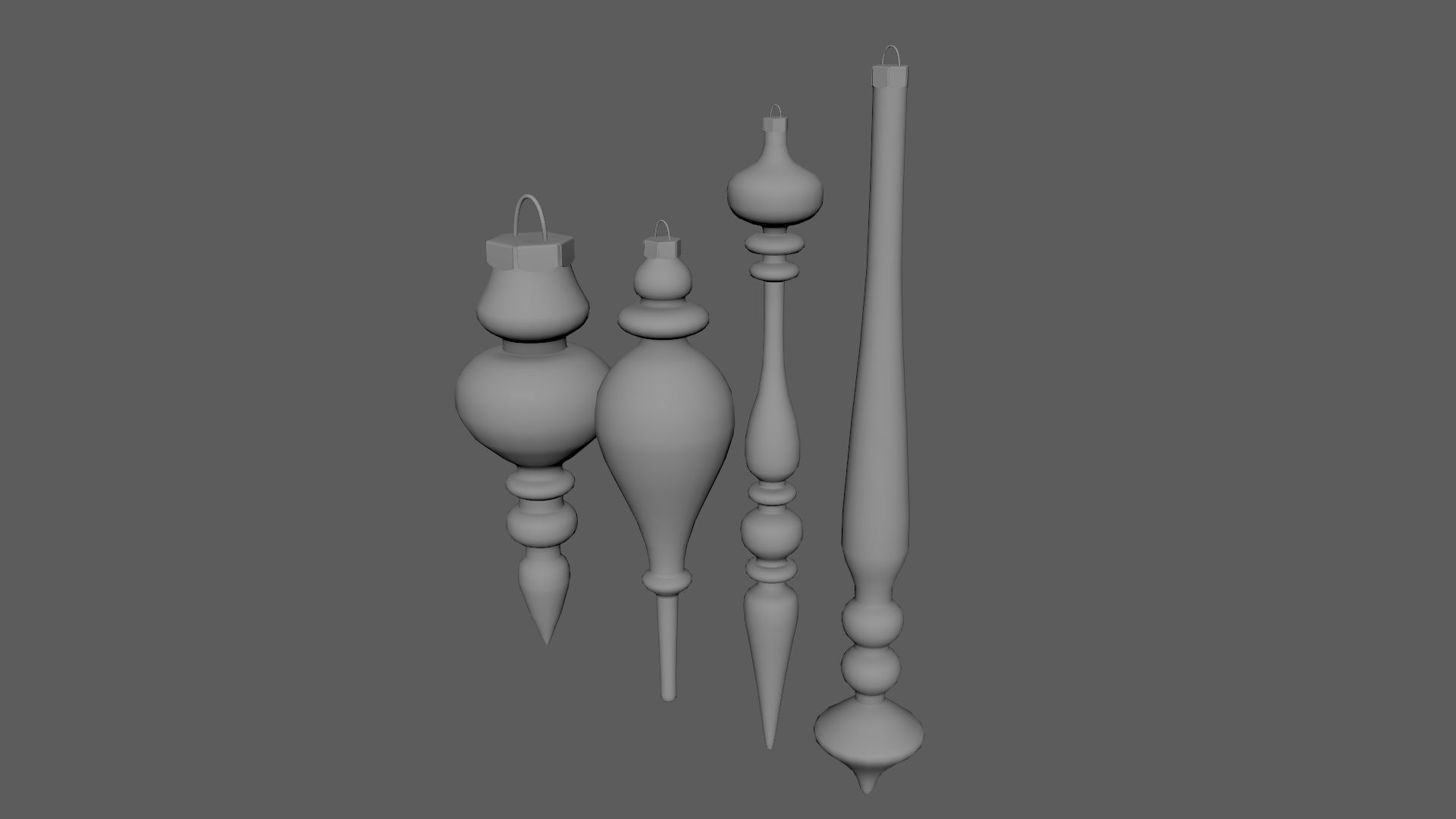 Christmas Tree Ornament Set11 - Turquoise Green  Low-poly 3D model_5