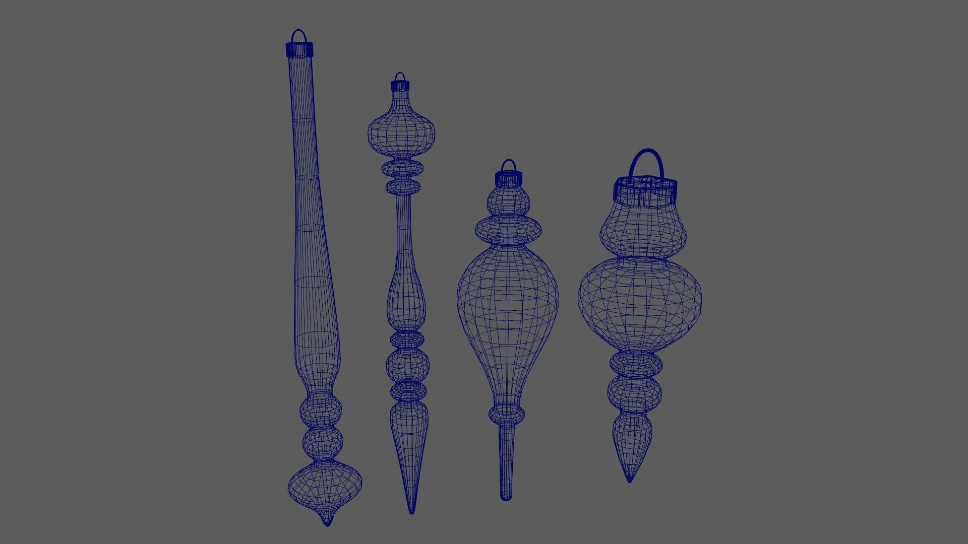 Christmas Tree Ornament Set11 - Turquoise Green  Low-poly 3D model_20