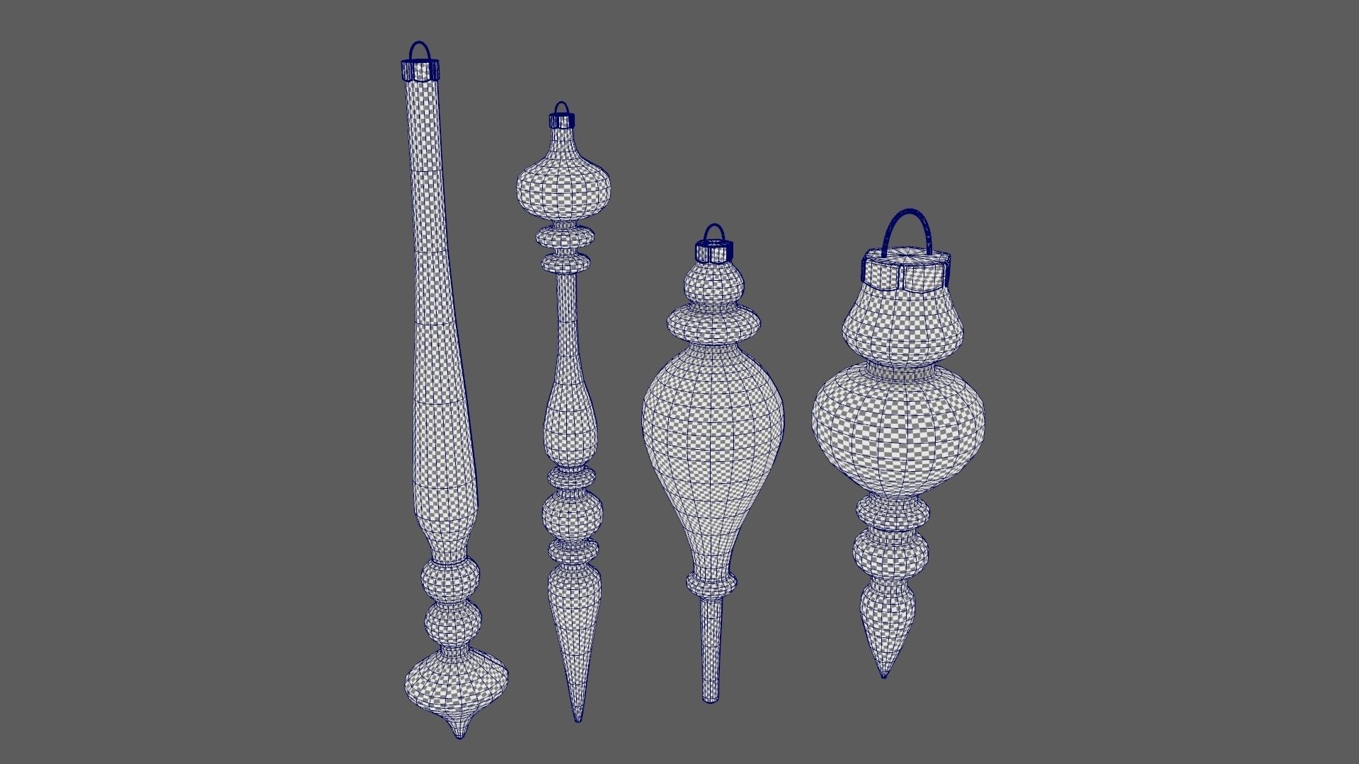 Christmas Tree Ornament Set11 - Turquoise Green  Low-poly 3D model_9