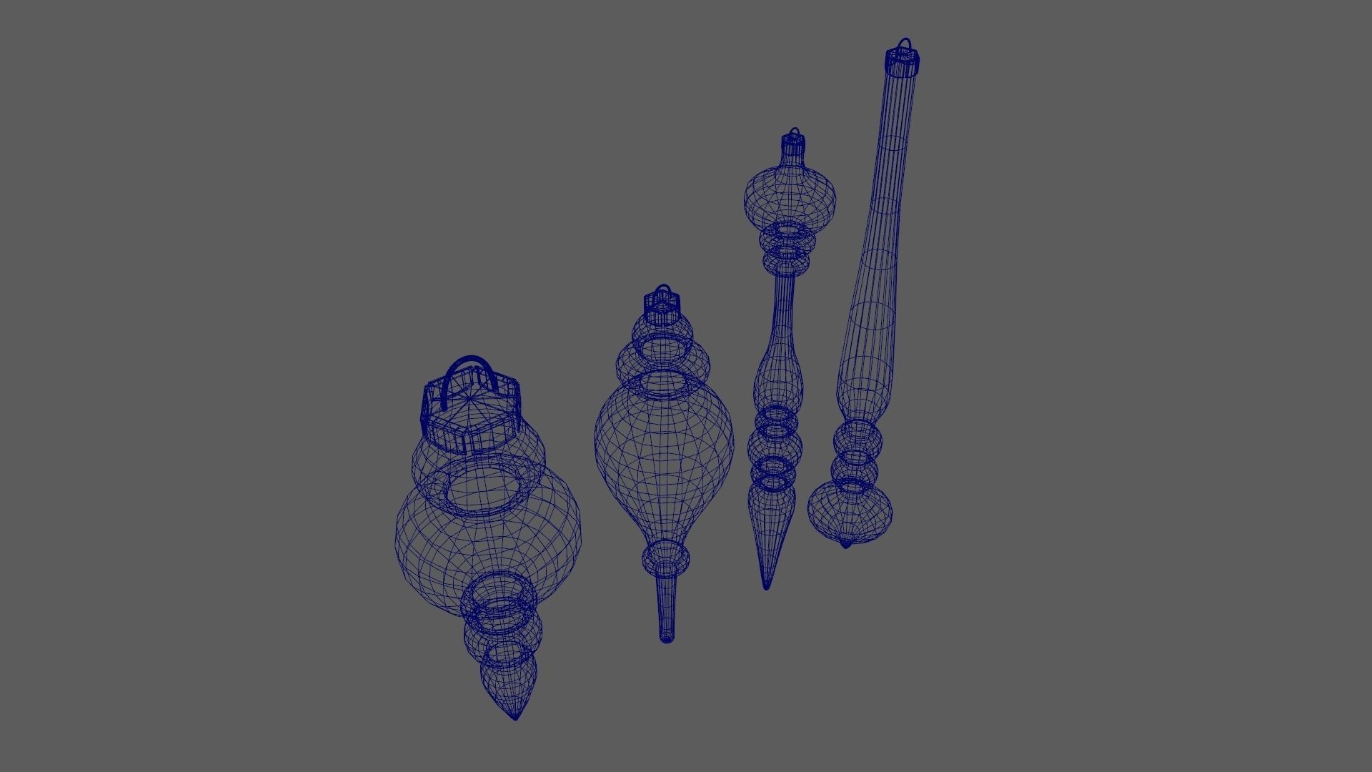 Christmas Tree Ornament Set11 - Turquoise Green  Low-poly 3D model_16