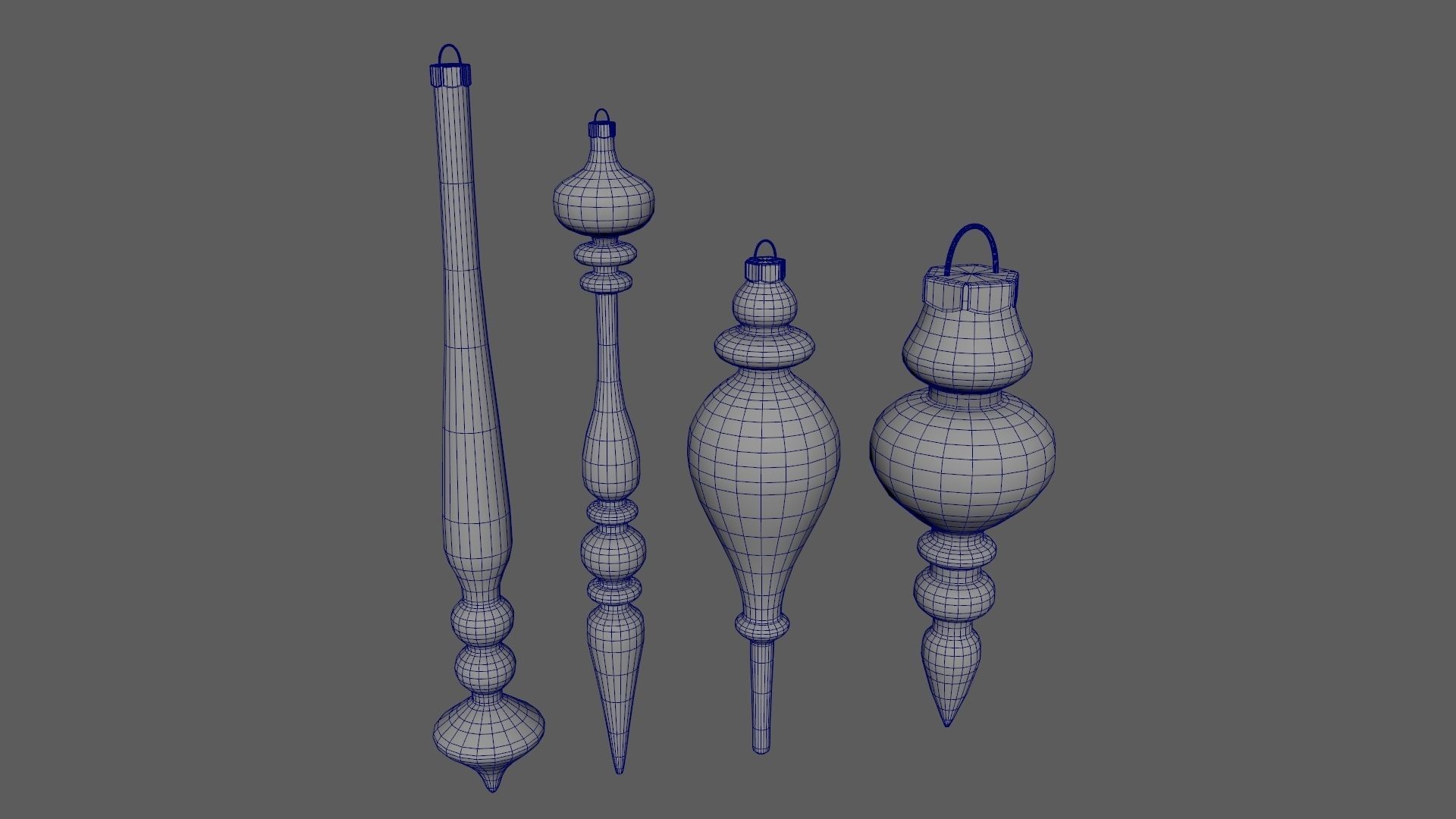 Christmas Tree Ornament Set11 - Turquoise Green  Low-poly 3D model_14