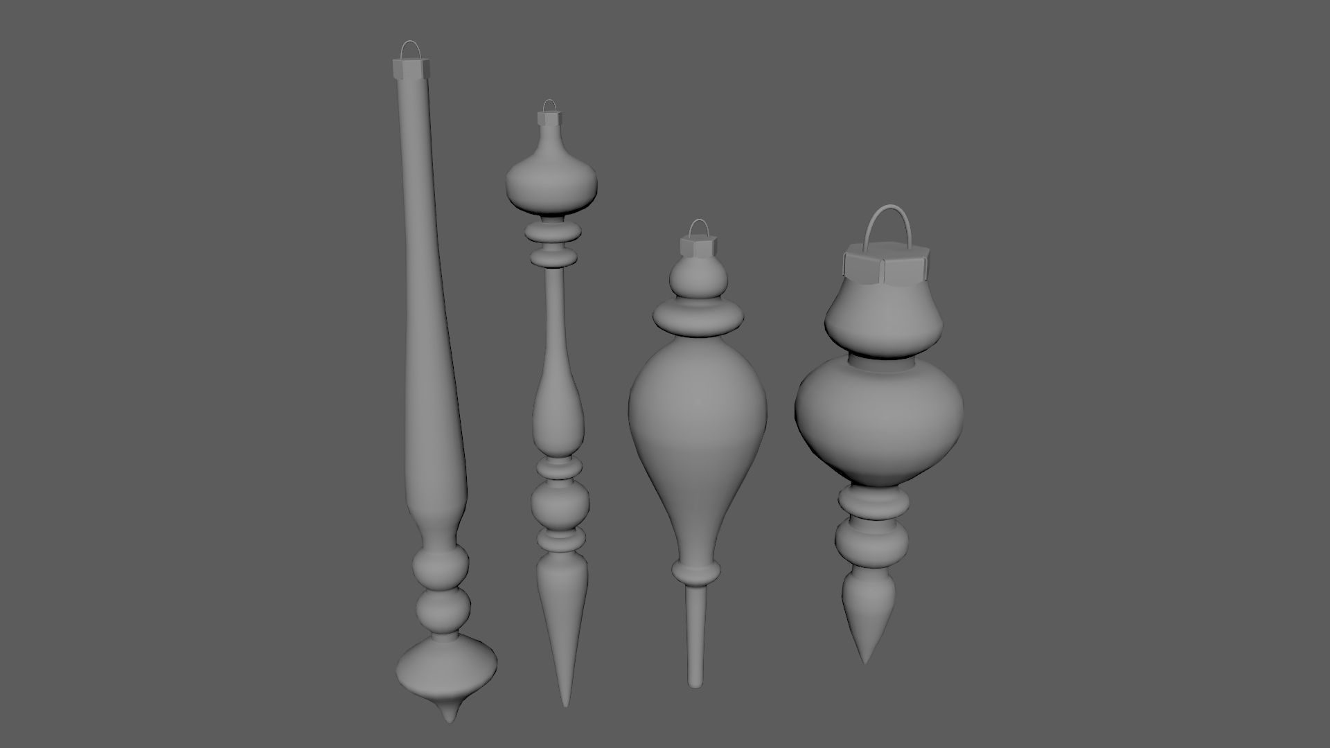 Christmas Tree Ornament Set11 - Turquoise Green  Low-poly 3D model_8