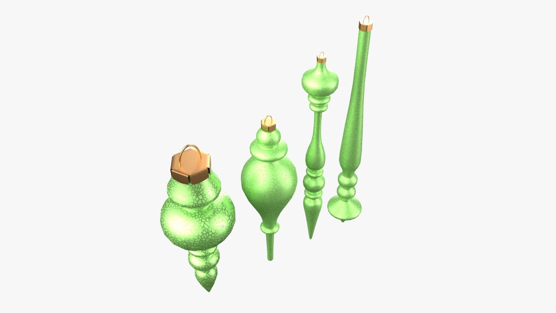 Christmas Tree Ornament Set11 - Turquoise Green  Low-poly 3D model_1