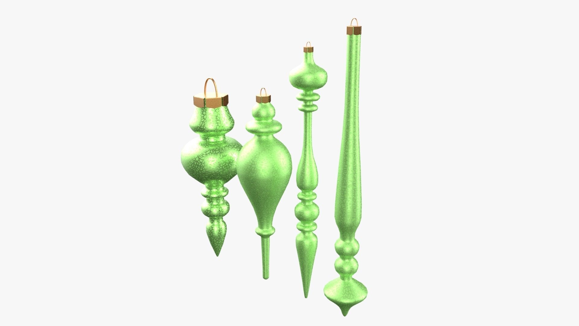 Christmas Tree Ornament Set11 - Turquoise Green  Low-poly 3D model_2