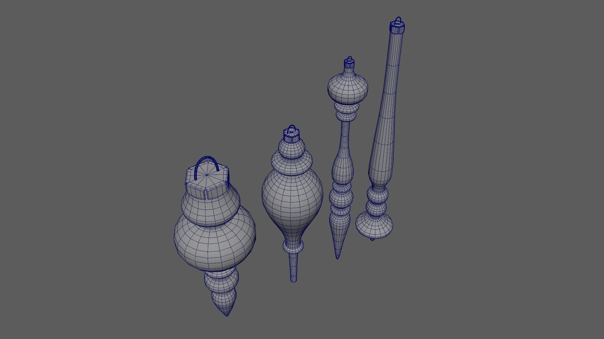 Christmas Tree Ornament Set11 - Turquoise Green  Low-poly 3D model_15