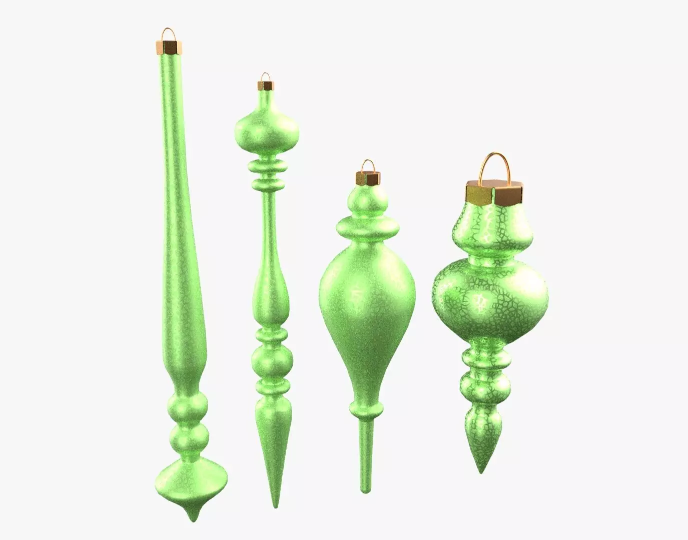 Christmas Tree Ornament Set11 - Turquoise Green  Low-poly 3D model_0