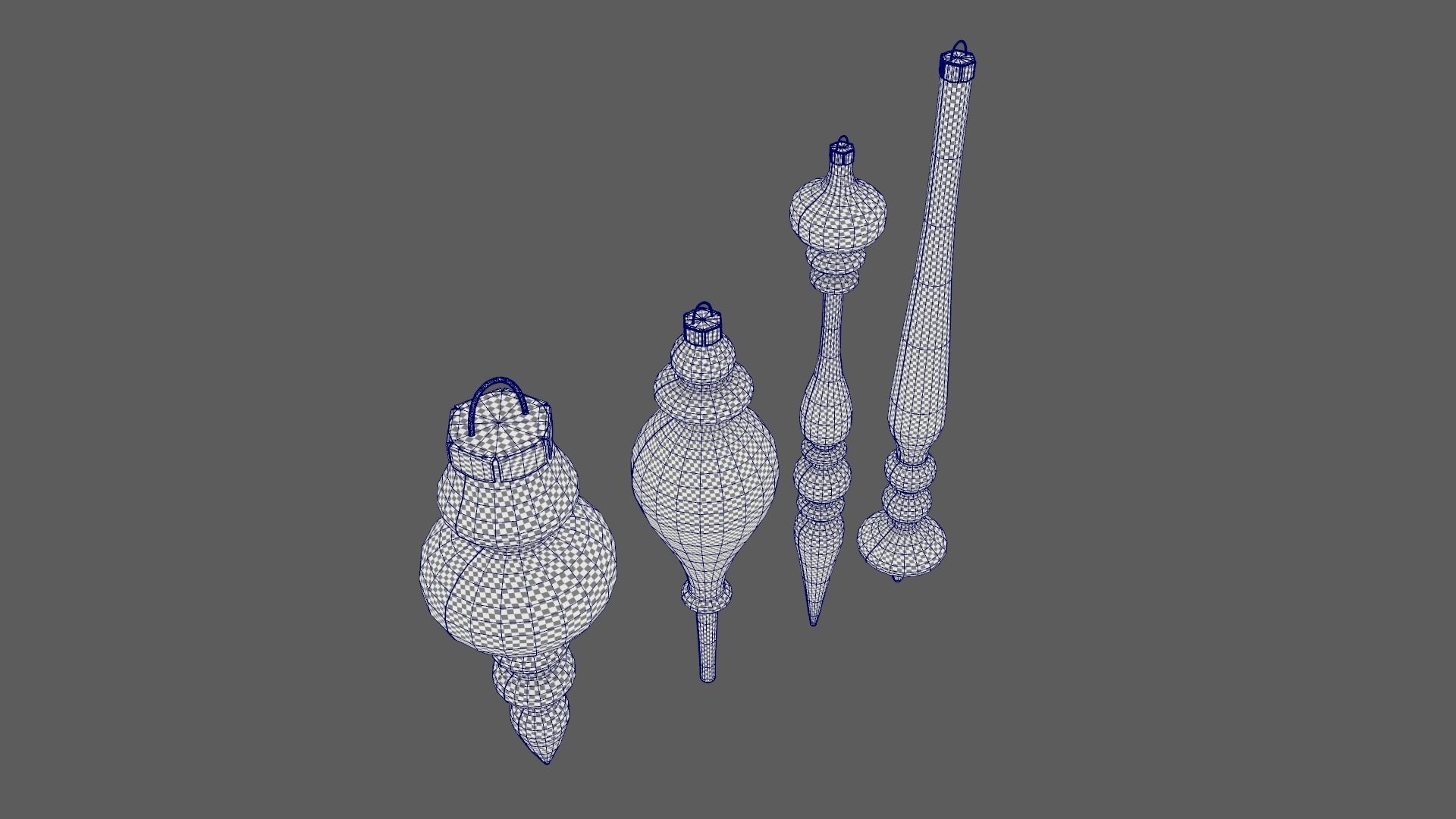 Christmas Tree Ornament Set11 - Turquoise Green  Low-poly 3D model_12