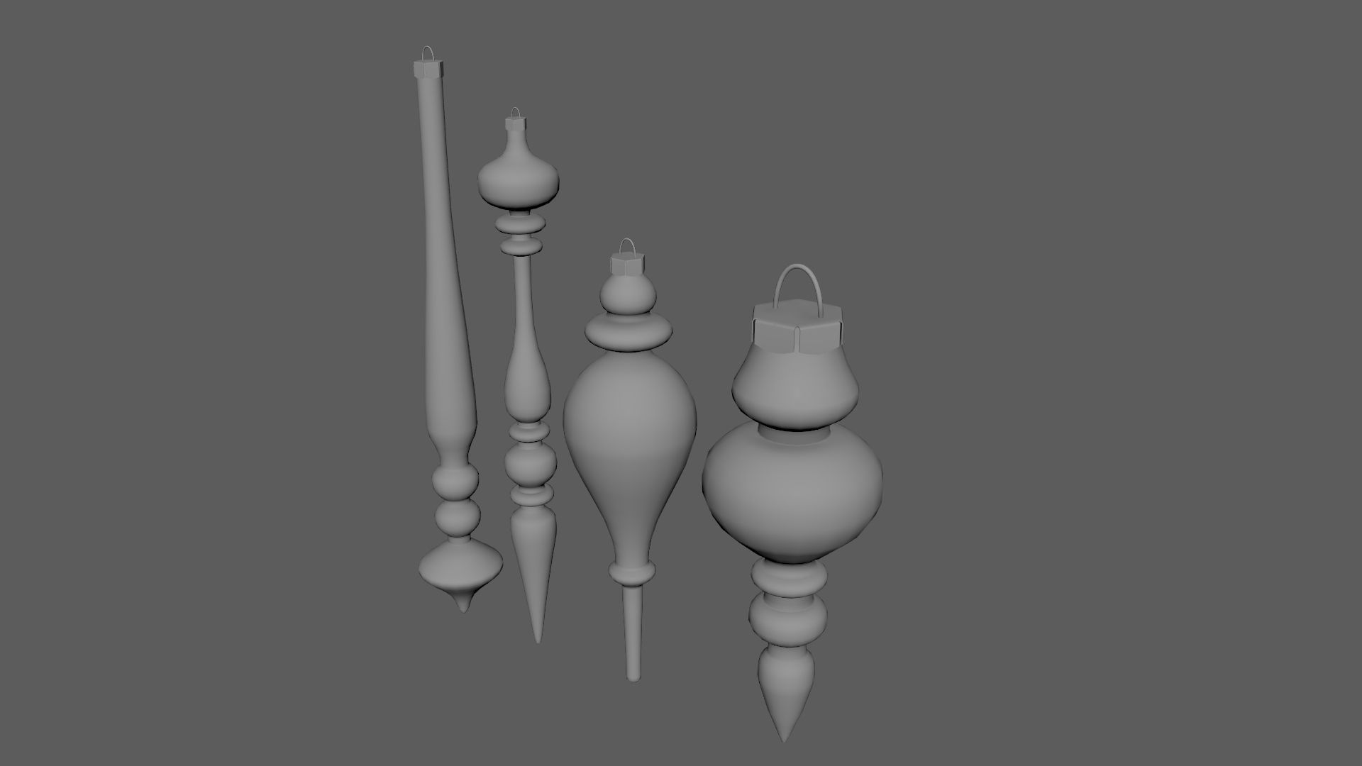 Christmas Tree Ornament Set11 - Turquoise Green  Low-poly 3D model_7