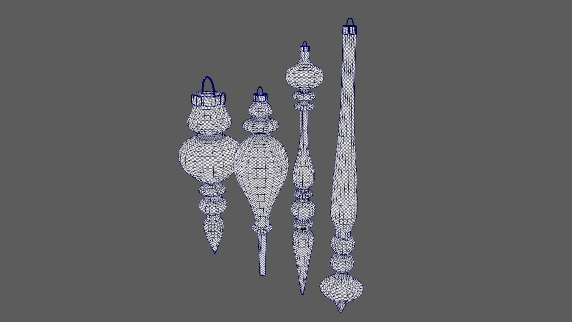 Christmas Tree Ornament Set11 - Turquoise Green  Low-poly 3D model_19