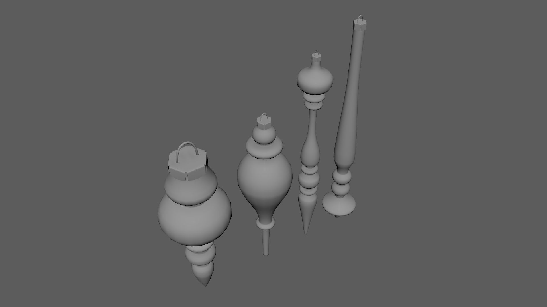 Christmas Tree Ornament Set11 - Turquoise Green  Low-poly 3D model_6