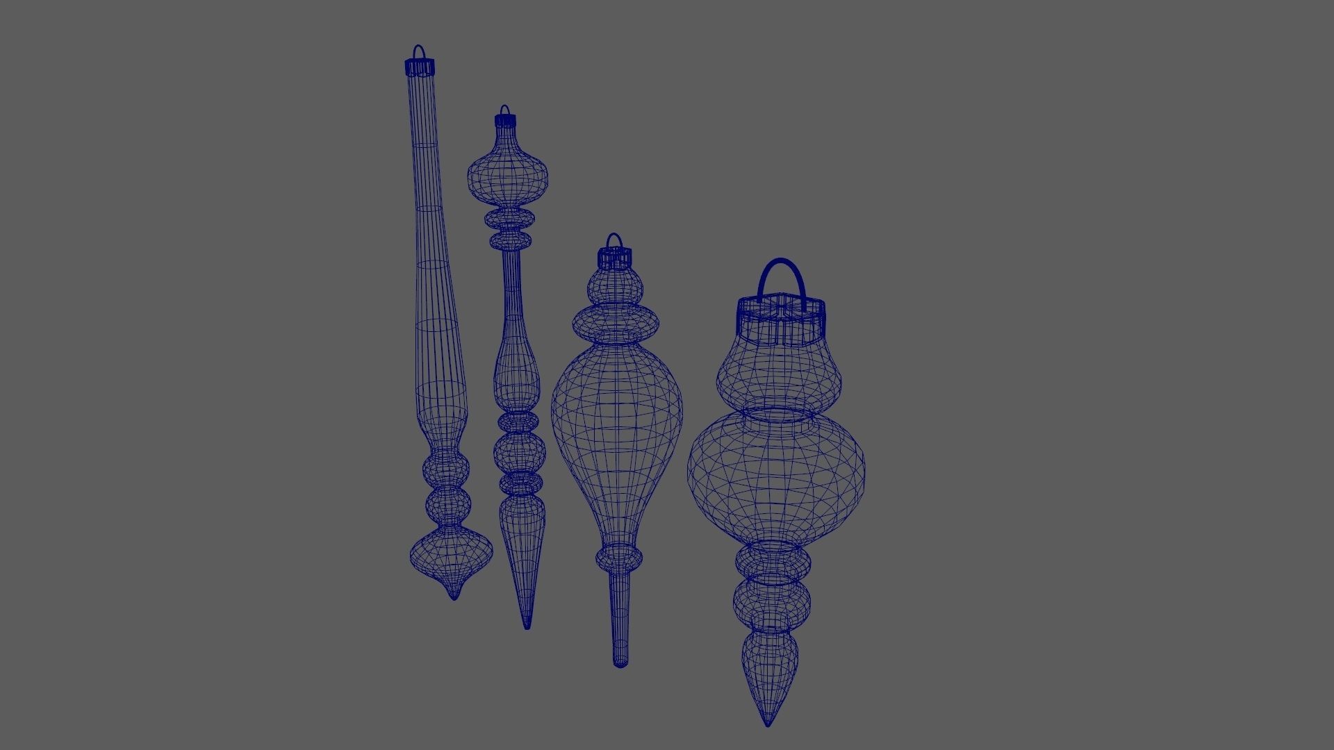 Christmas Tree Ornament Set11 - Turquoise Green  Low-poly 3D model_13