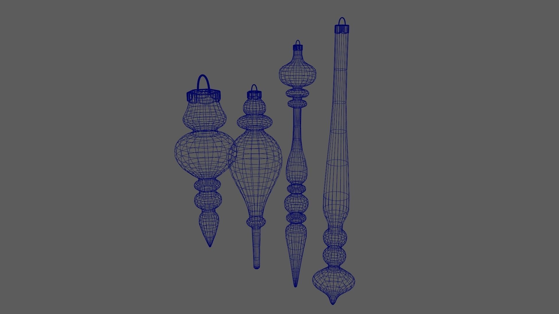 Christmas Tree Ornament Set11 - Turquoise Green  Low-poly 3D model_10