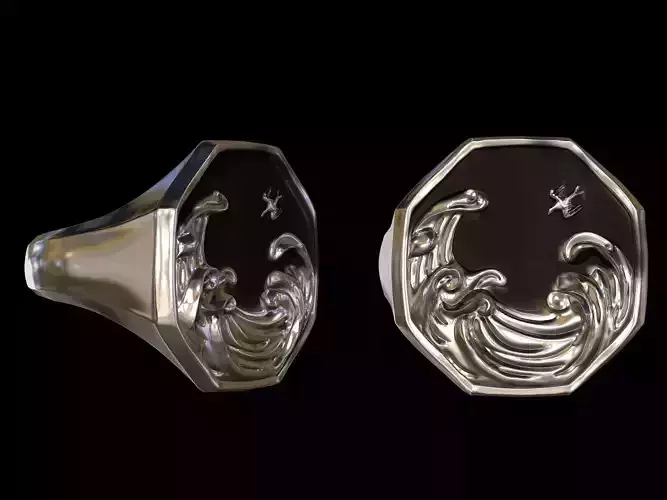 Japanese wave ring 3D print model