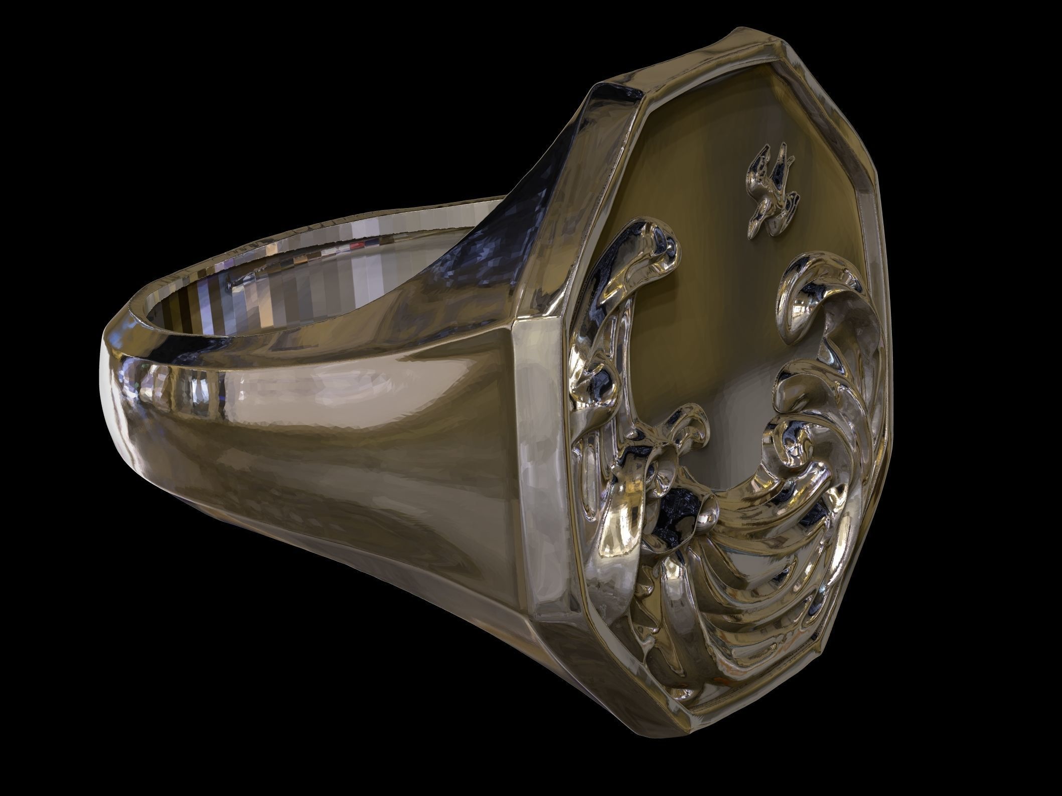 Japanese wave ring 3D print model_4