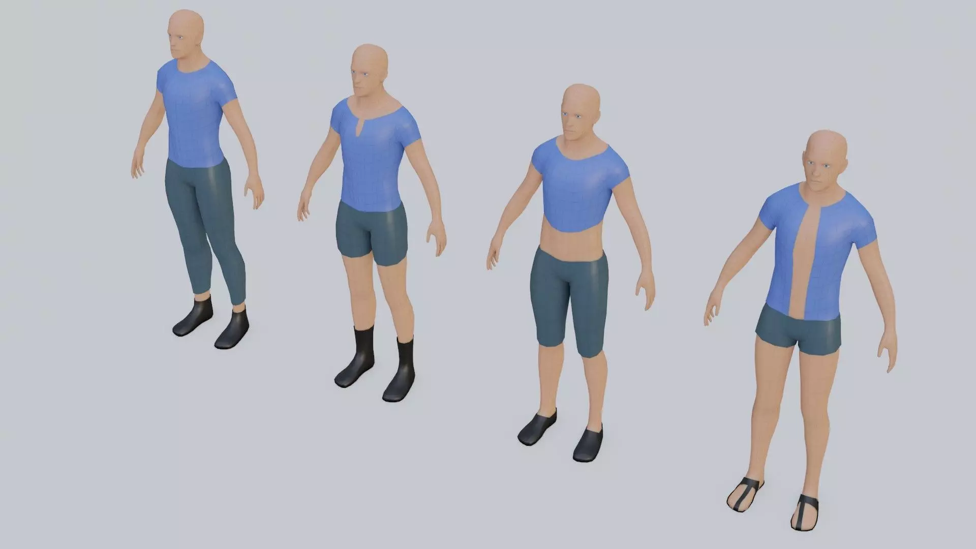 Male Mesh Rig and Clothes Pack Low-poly 3D model_0