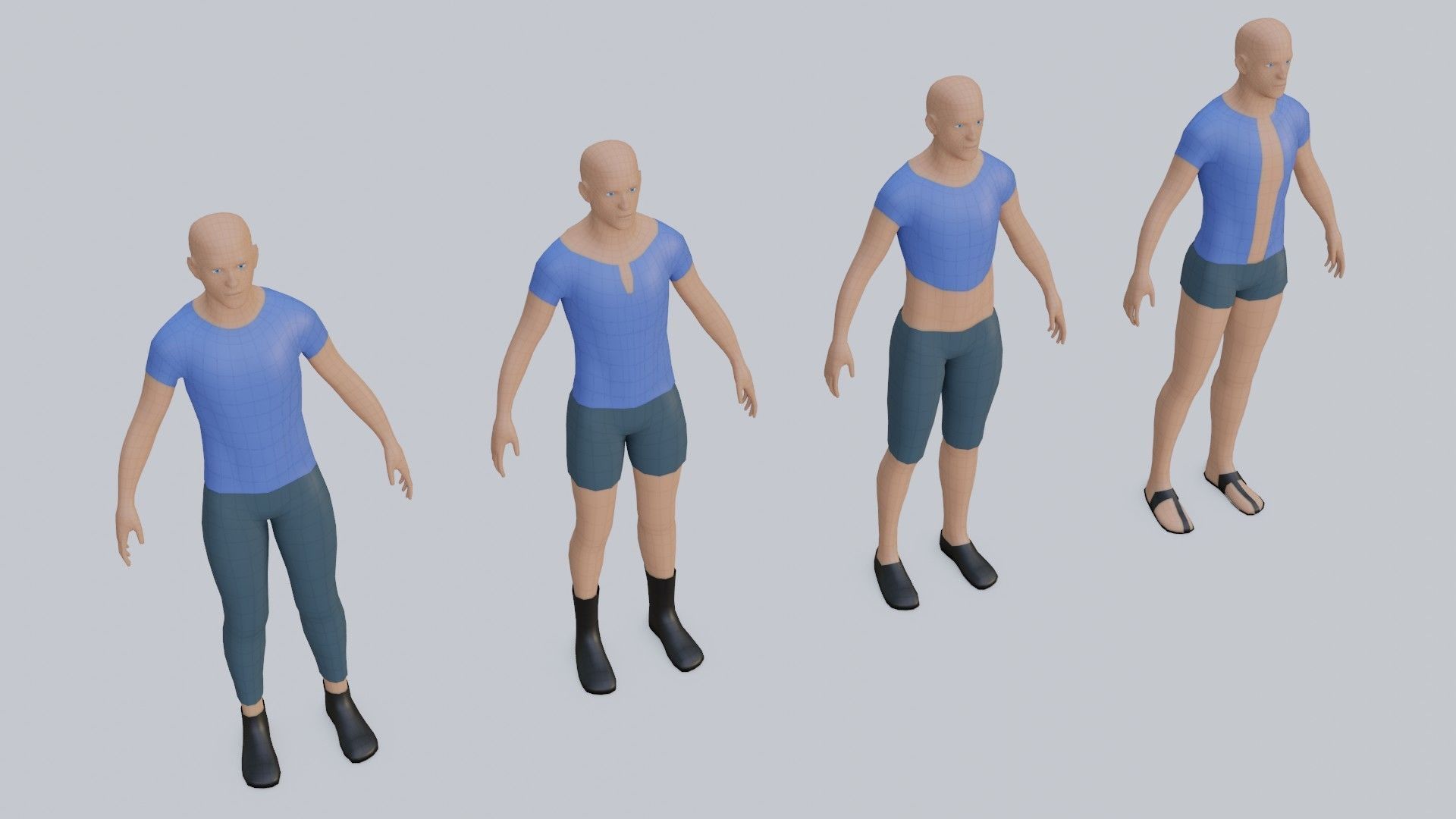 Male Mesh Rig and Clothes Pack Low-poly 3D model_1