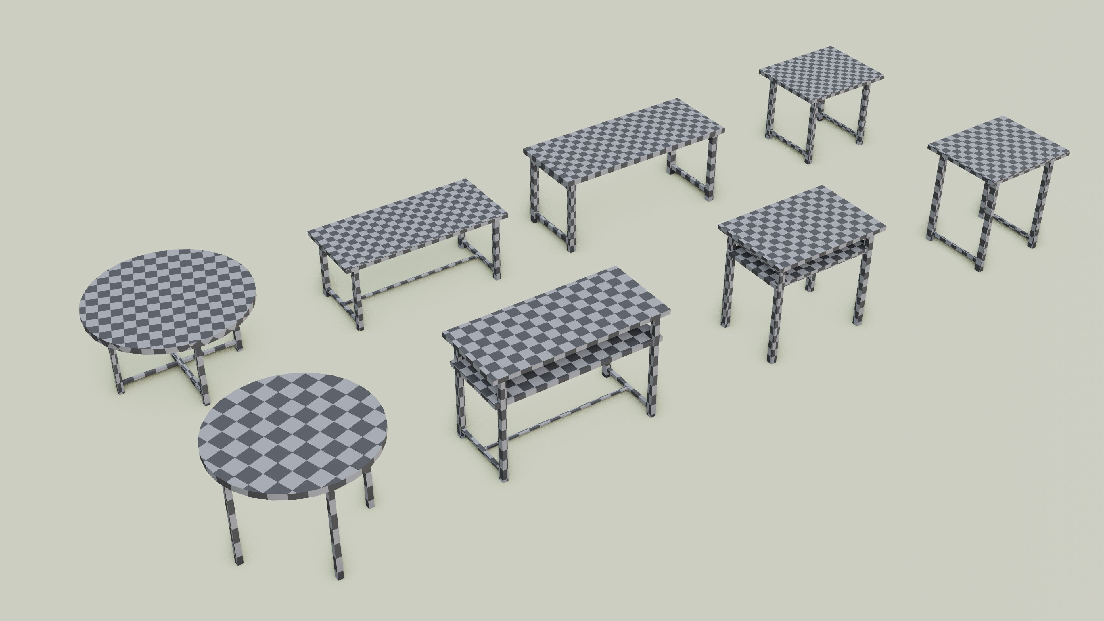 Table Pack Procedural Low-poly 3D model_3