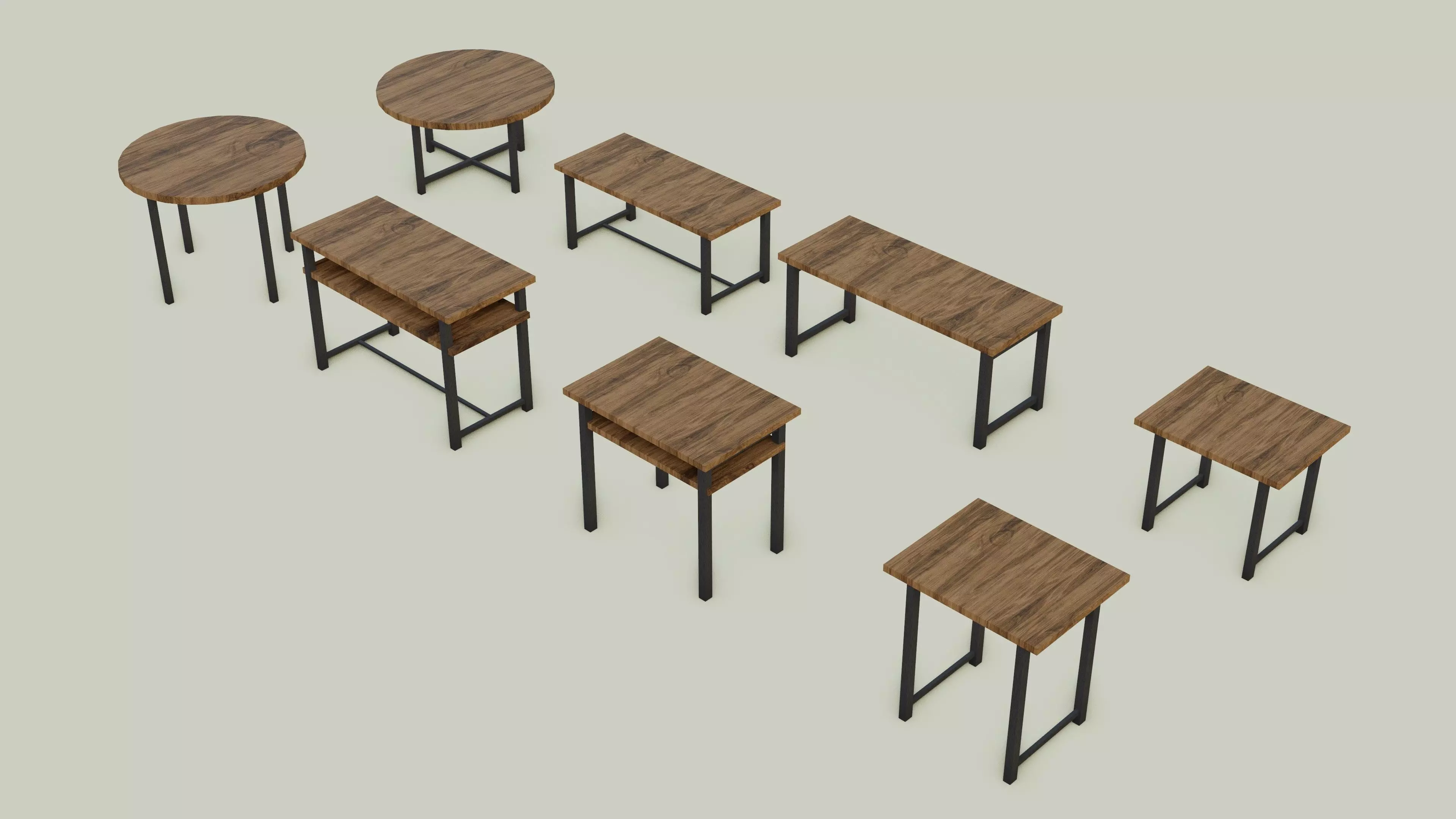 Table Pack Procedural Low-poly 3D model_0