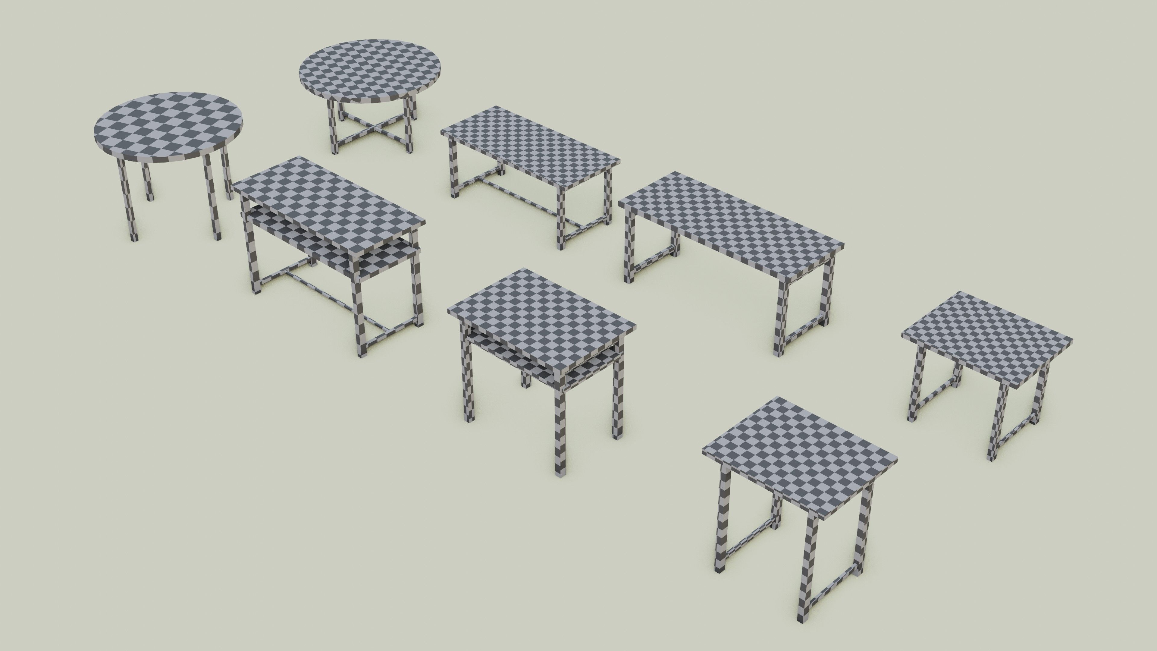 Table Pack Procedural Low-poly 3D model_1