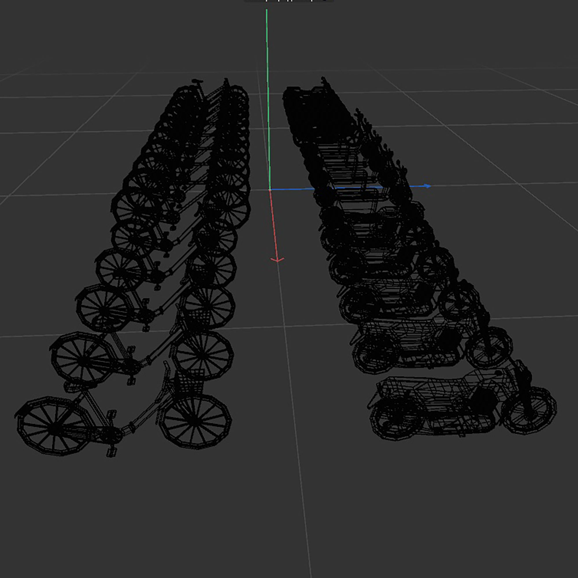 set of motorcycles and bicycles Low-poly 3D model_19