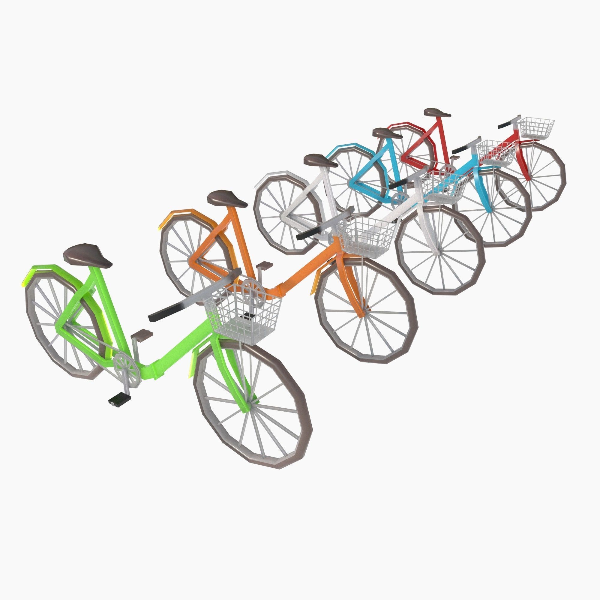 set of motorcycles and bicycles Low-poly 3D model_4