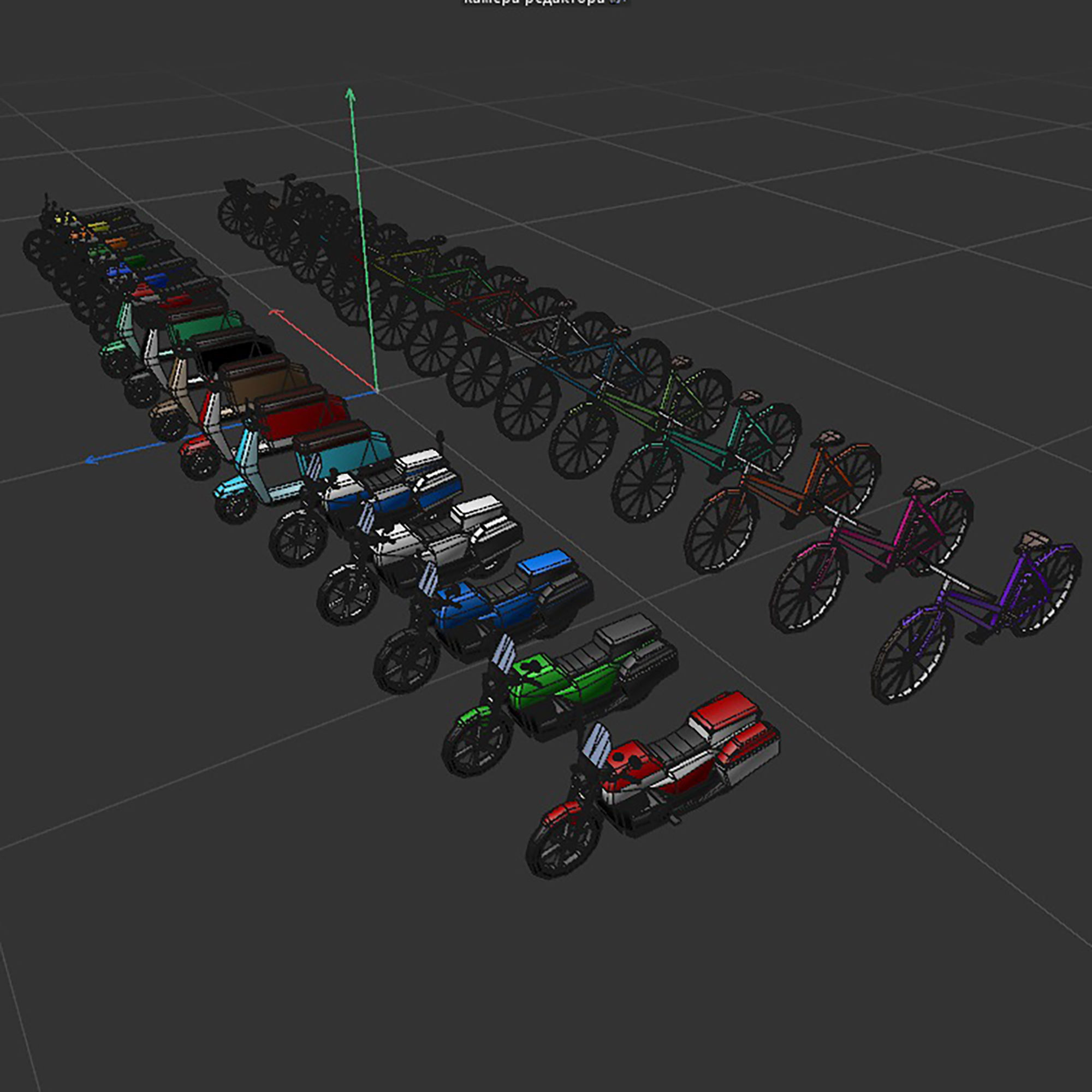 set of motorcycles and bicycles Low-poly 3D model_17