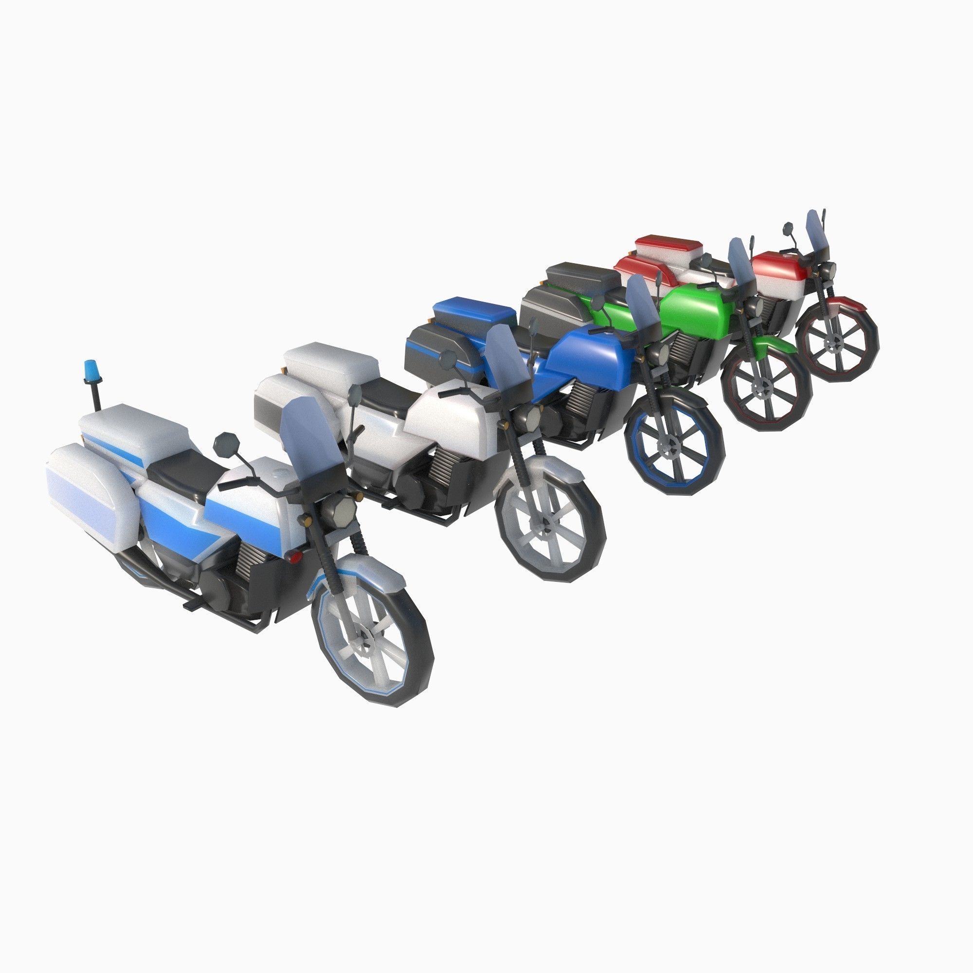 set of motorcycles and bicycles Low-poly 3D model_9