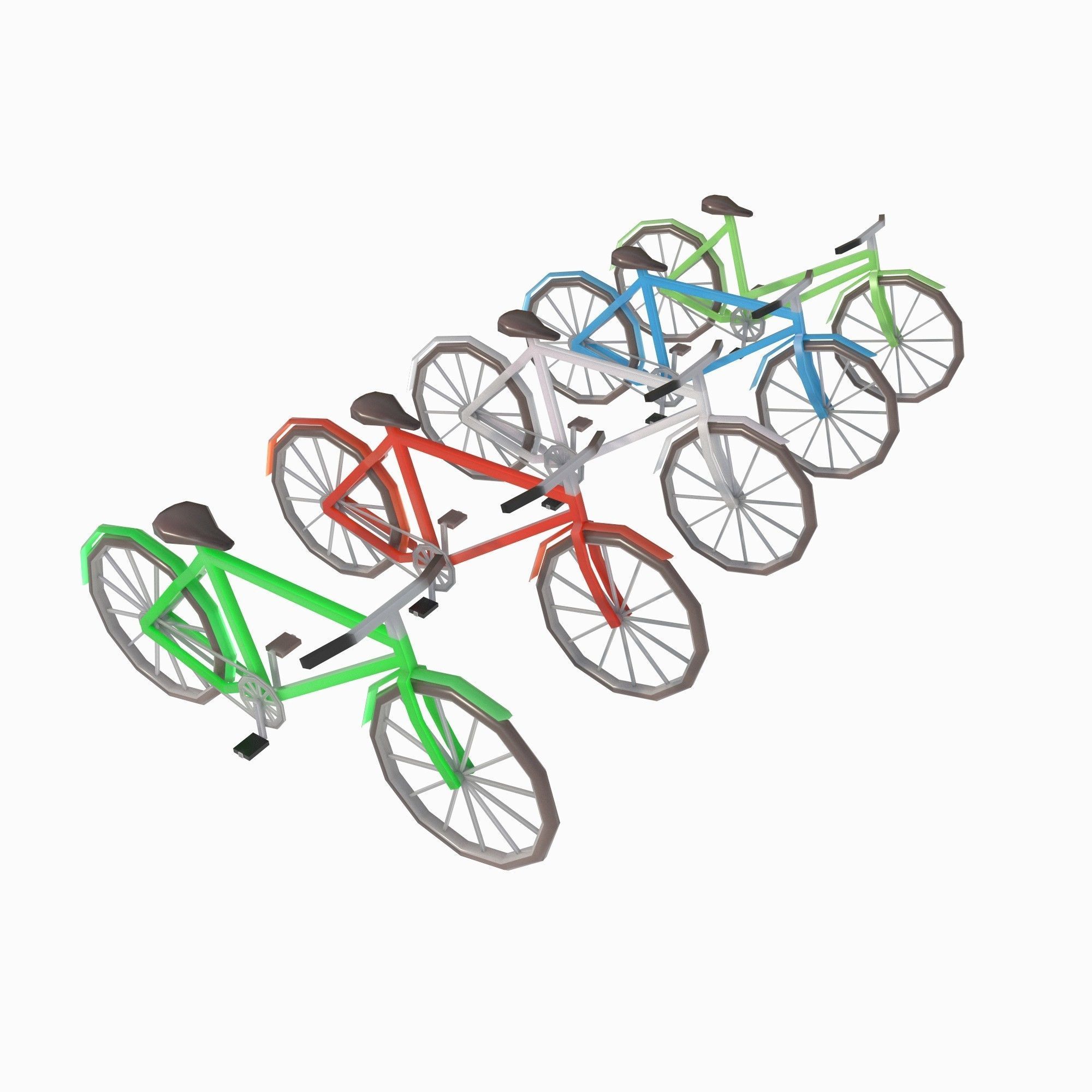 set of motorcycles and bicycles Low-poly 3D model_5