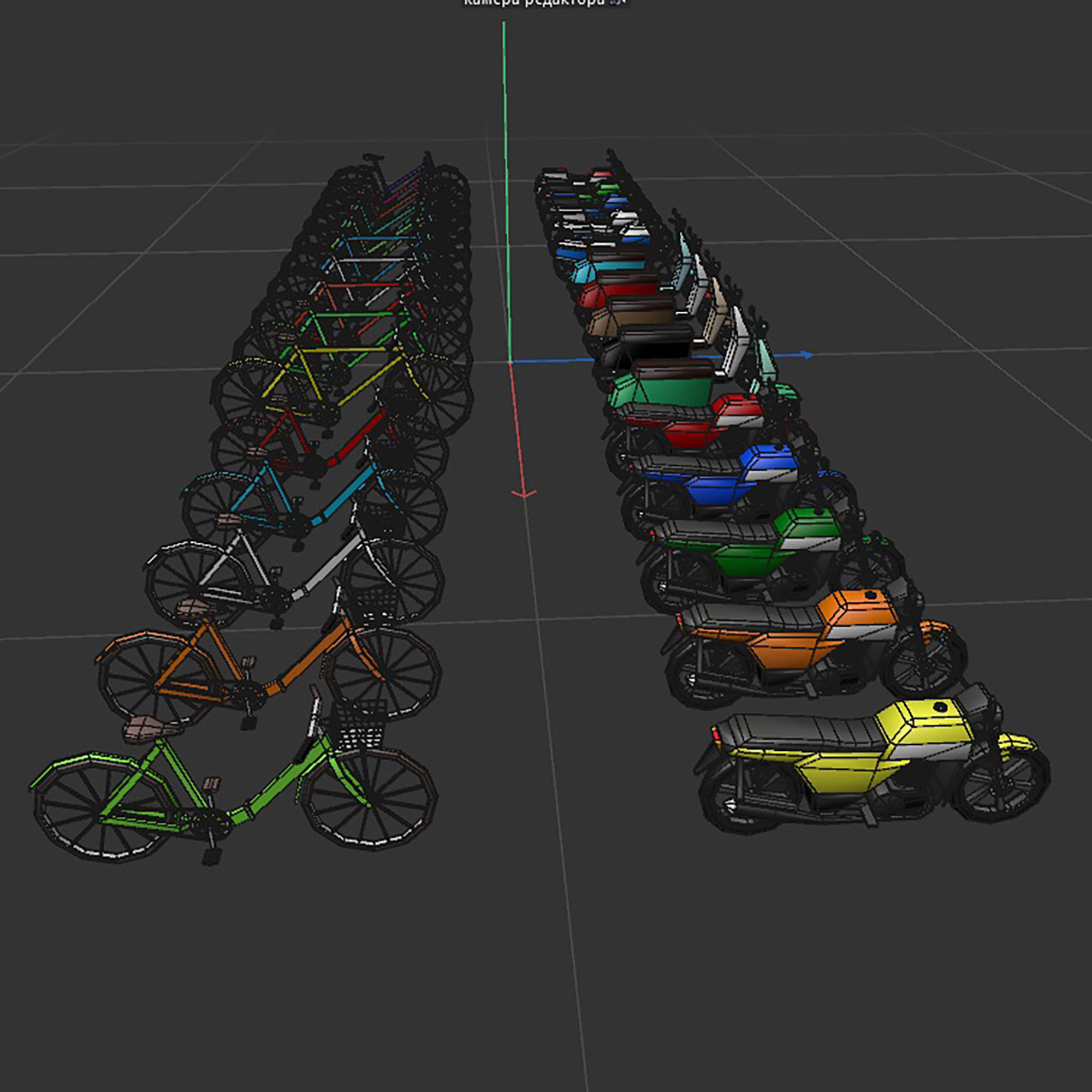 set of motorcycles and bicycles Low-poly 3D model_18