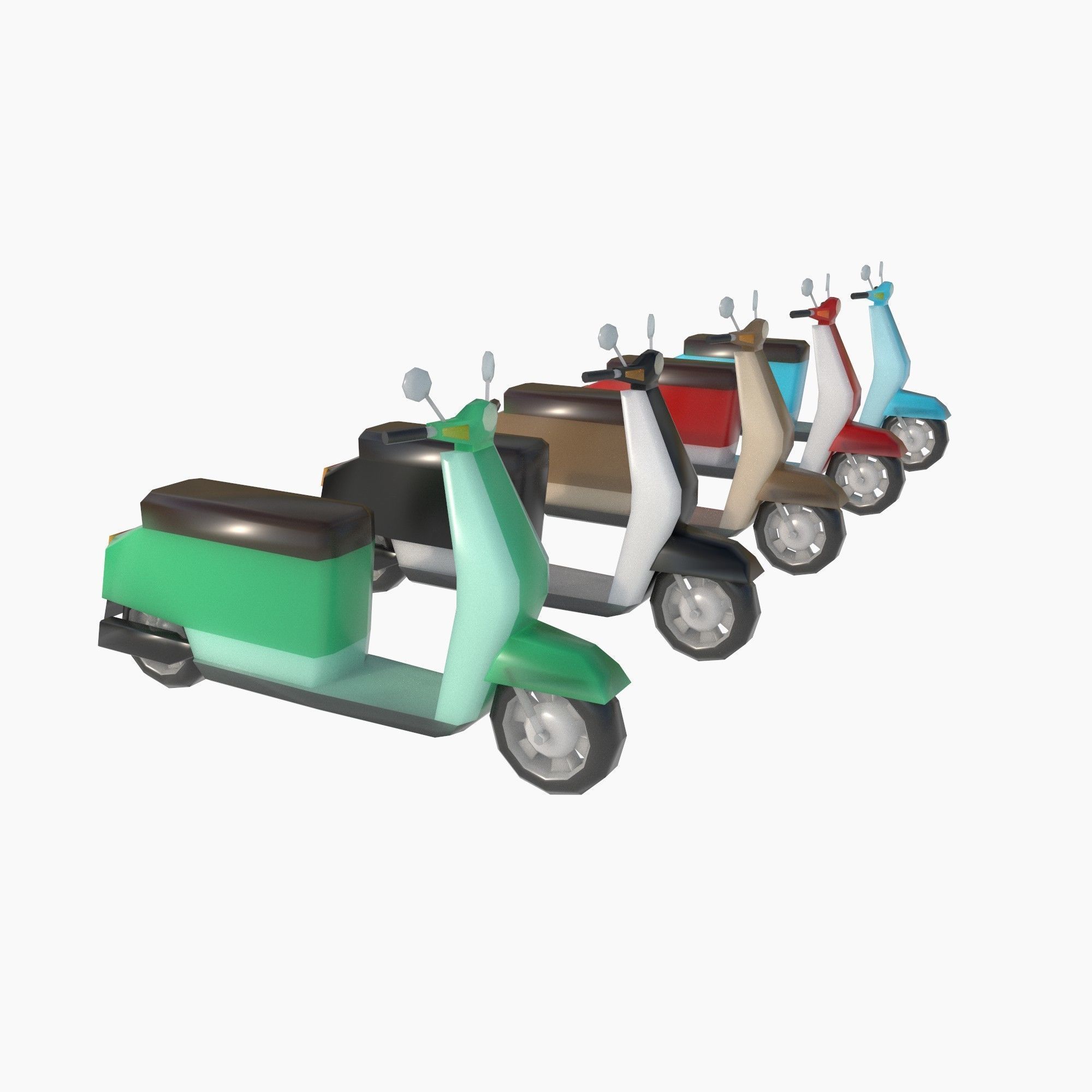 set of motorcycles and bicycles Low-poly 3D model_8