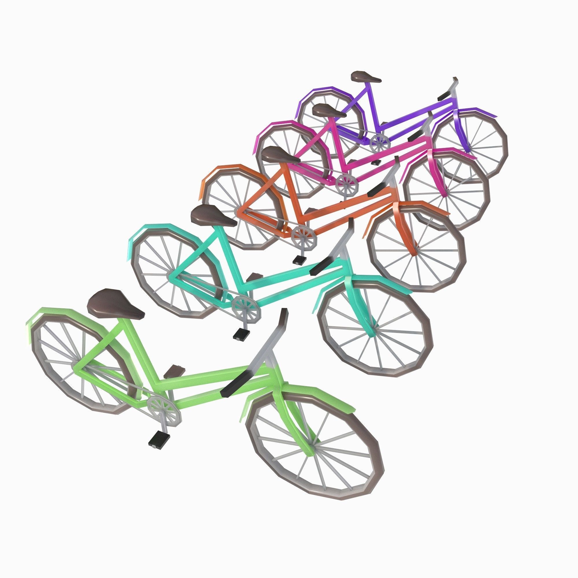 set of motorcycles and bicycles Low-poly 3D model_6