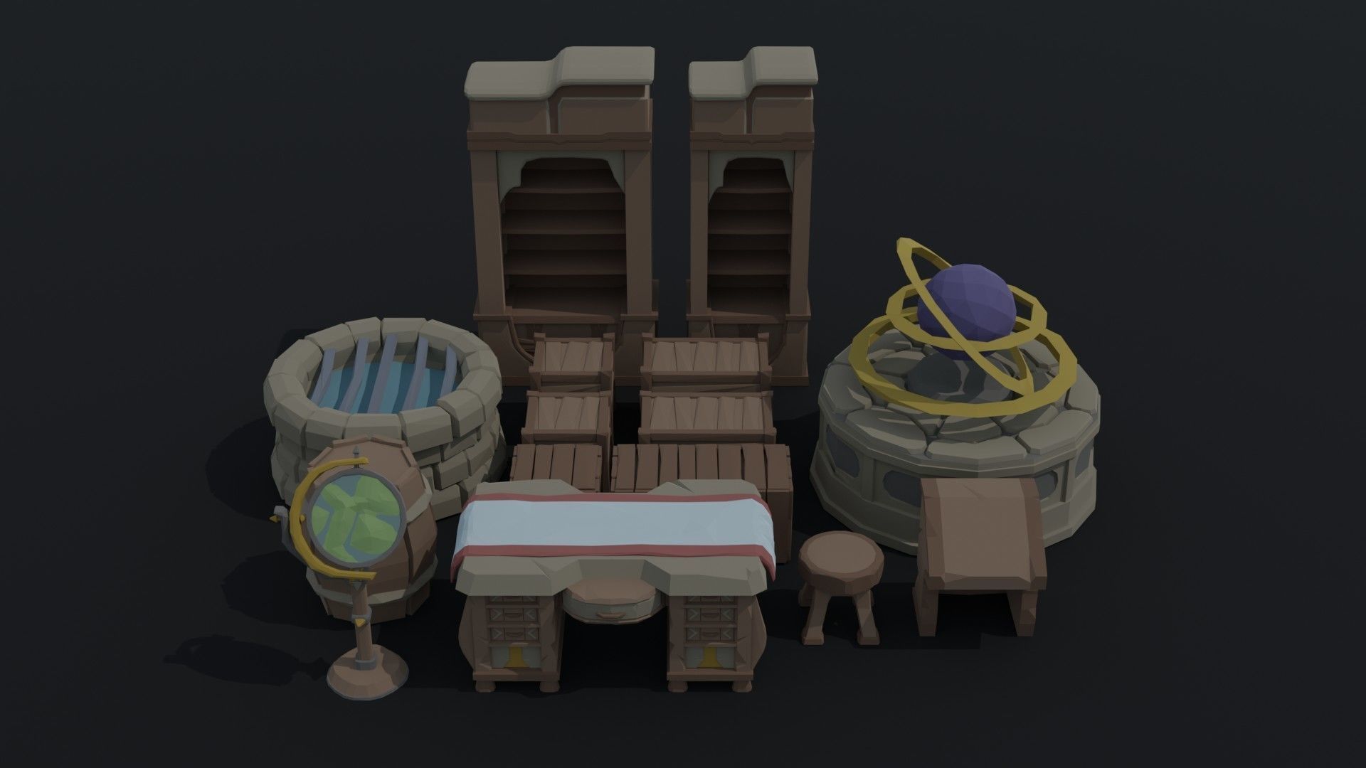 Cartoon fantasy magic clerk asset Polygonal Style Low-poly 3D model_2