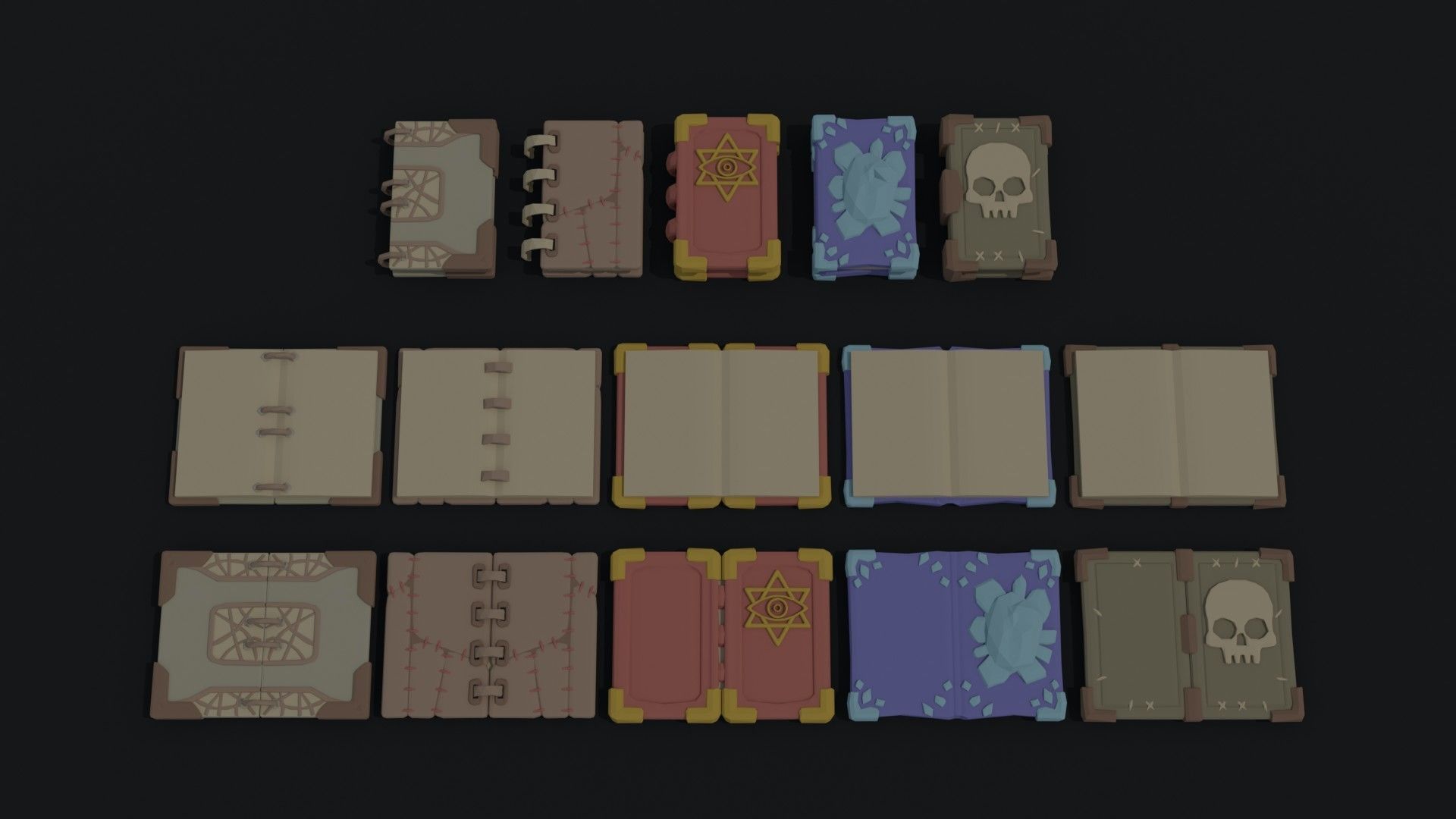 Cartoon fantasy magic clerk asset Polygonal Style Low-poly 3D model_5