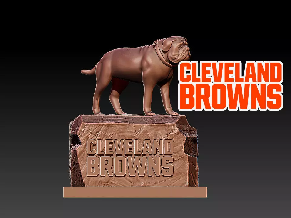 NFL -SWAGGER DOG CLEVELAND BROWNS MASCOT STATUE - 3D PRINT 3D print model_0