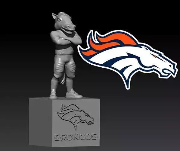 NFL - DENVER BRONCOS FOOTBALL MASCOT STATUE - 3D PRINT