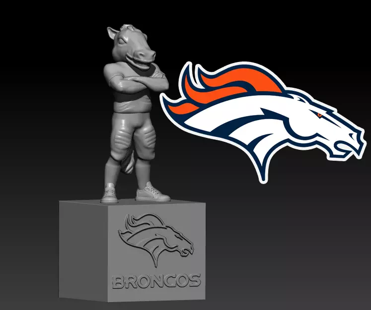 NFL - DENVER BRONCOS FOOTBALL MASCOT STATUE - 3D PRINT 3D print model