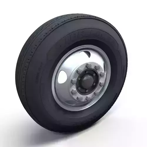 Old bus steel wheel 3D model