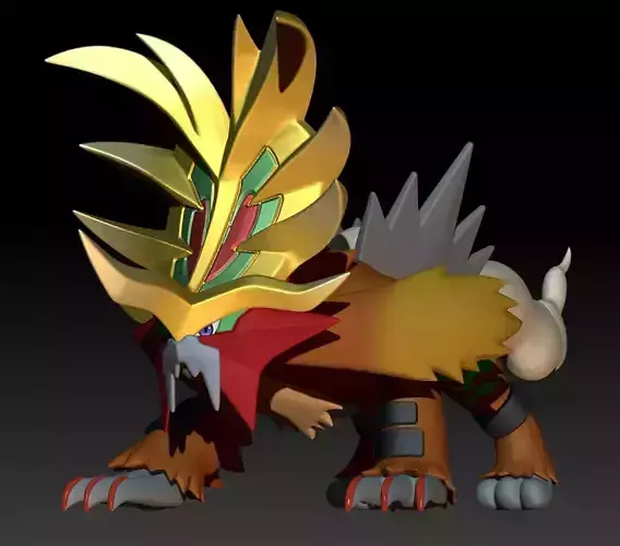 Pokemon Paradox Ancient Entei Gouging Fire 3D print model