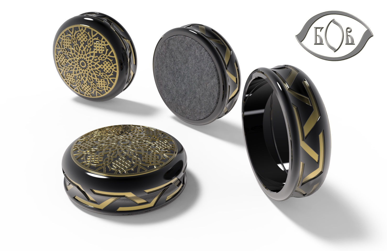 Chip Backgammon Checkers Turkish pattern style 3D printably 3D print model_1