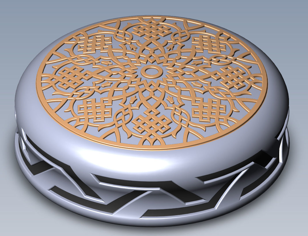 Chip Backgammon Checkers Turkish pattern style 3D printably 3D print model_5